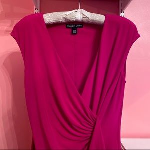 Hot pink faux wrap side ruched dress